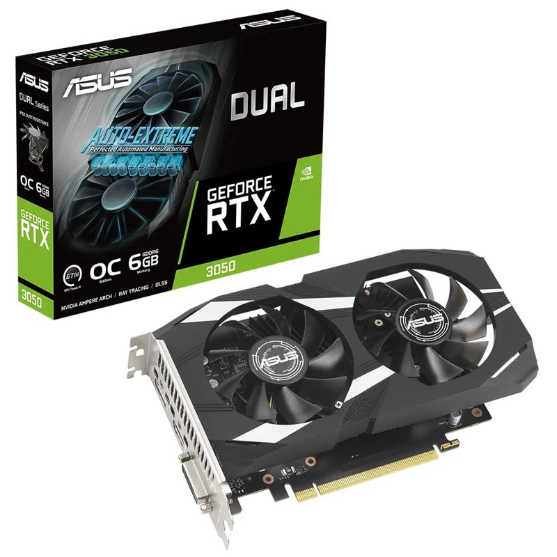 DUAL-RTX3050-O6G  6GB, GDDR6, 96Bit, 1xHDMI, 1xDP, 1xDVI GAMING Ekran Kartı