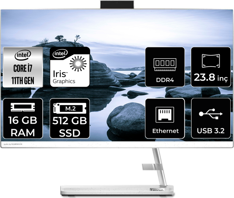 IDEACENTRE 24ITL6 i7 1165G7 16 GB RAM 512 GB SSD 23.8" FHD FDOS ALL IN ONE PC F0G001BGTX