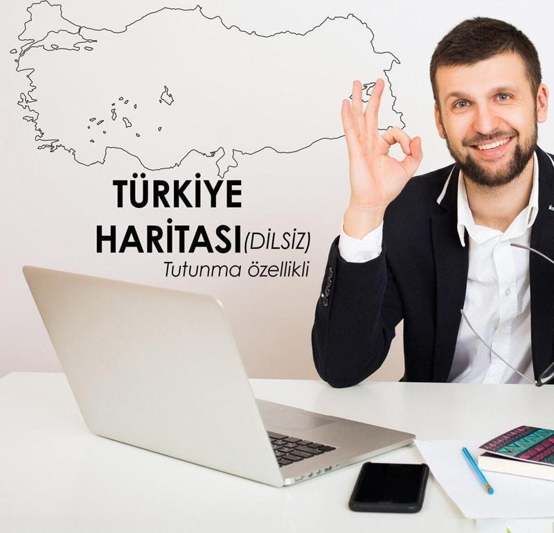 Dilsiz Türkiye Haritası - Yapışkansız Tutunma Ve Yaz-sil Özellikli Akıllı Kağıt (şehir Bölmesiz)