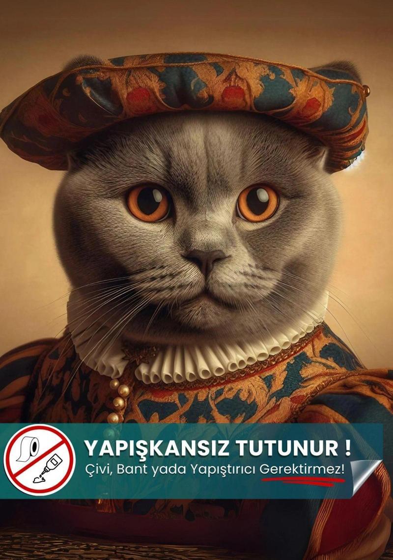 Scottish Fold Kedi Posteri, Scottish Kedi Posteri, Akıllı Kağıt Premium Poster, Yapay Zeka Tasarım