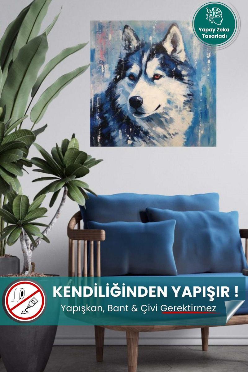 Sibirya Kurdu Portresi - Yüksek Çözünürlük Yapışkansız Tutunan Akıllı Kağıt Yağlı Boya Poster