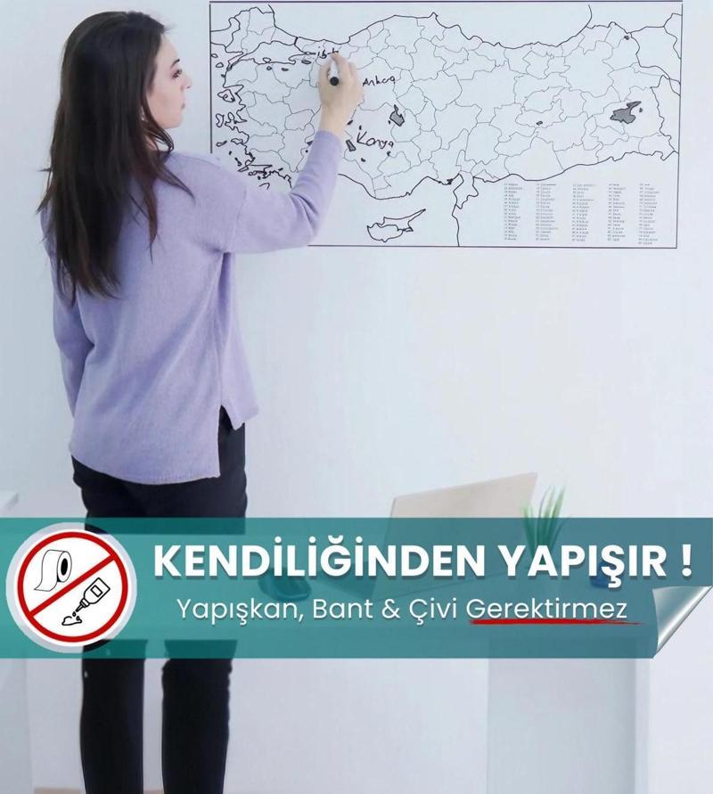 Türkiye Haritası - Yapışkansız Tutunan, Taşınabilir Pratik Kullanışlı, Yazılıp Silinen Akıllı Kağıt