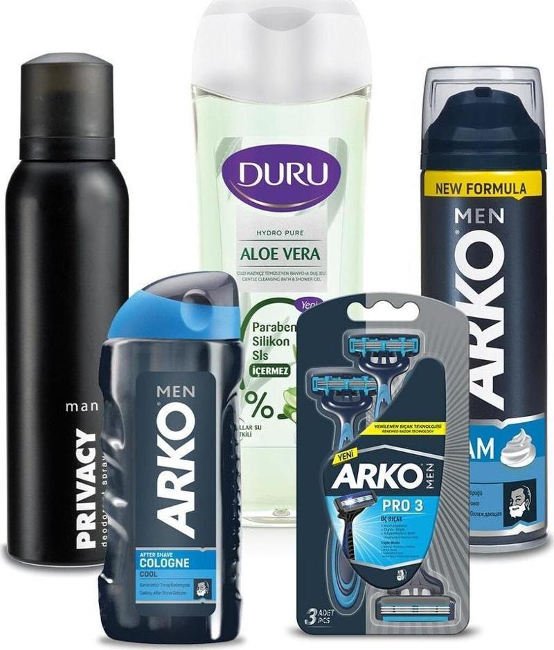 Arko Men Arko Men T3 Pro Tıraş Bıç 3lü + Tıraş Köp 200ml + Tıraş Kol 200ml +deodorant 150ml + Duş Jeli 450ml