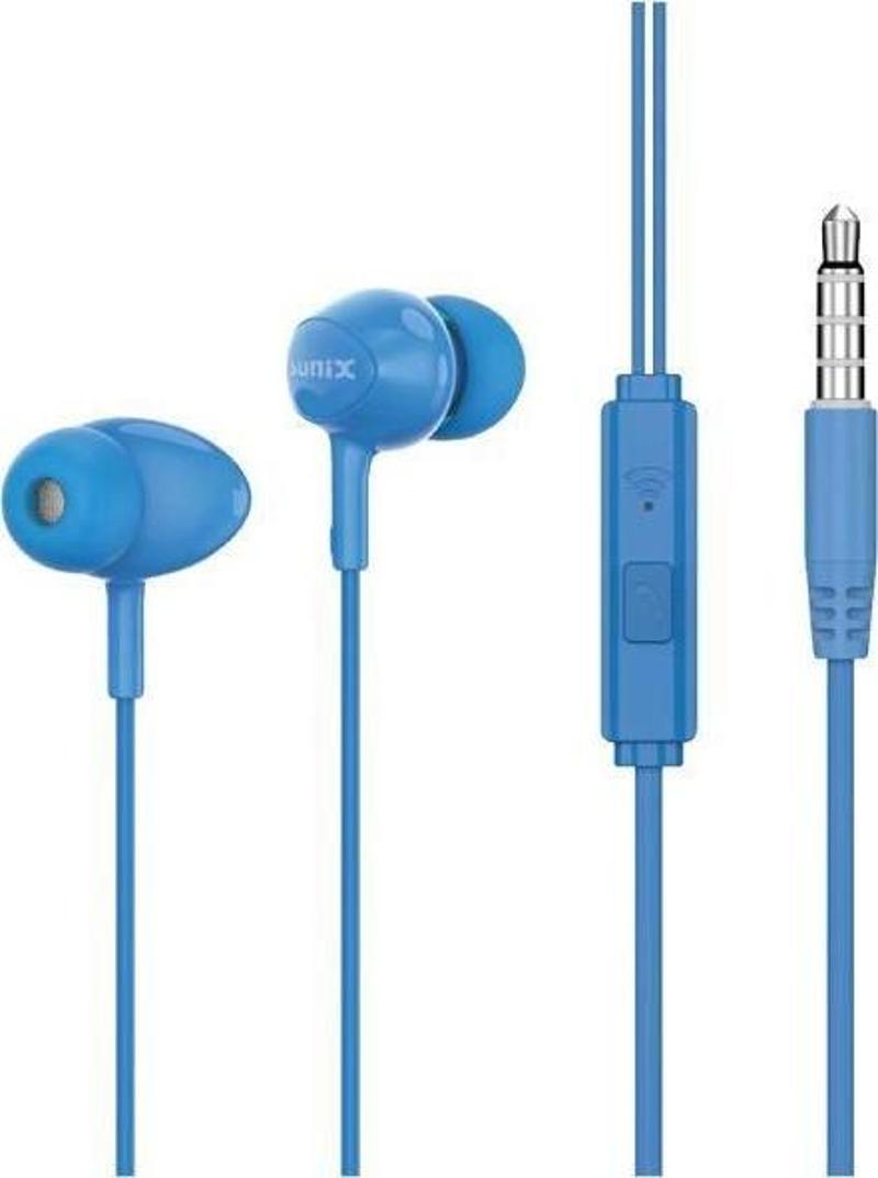 Stereo Mikrofonlu 3.5mm Kulak İçi Kablolu Kulaklık Mavi SX-16