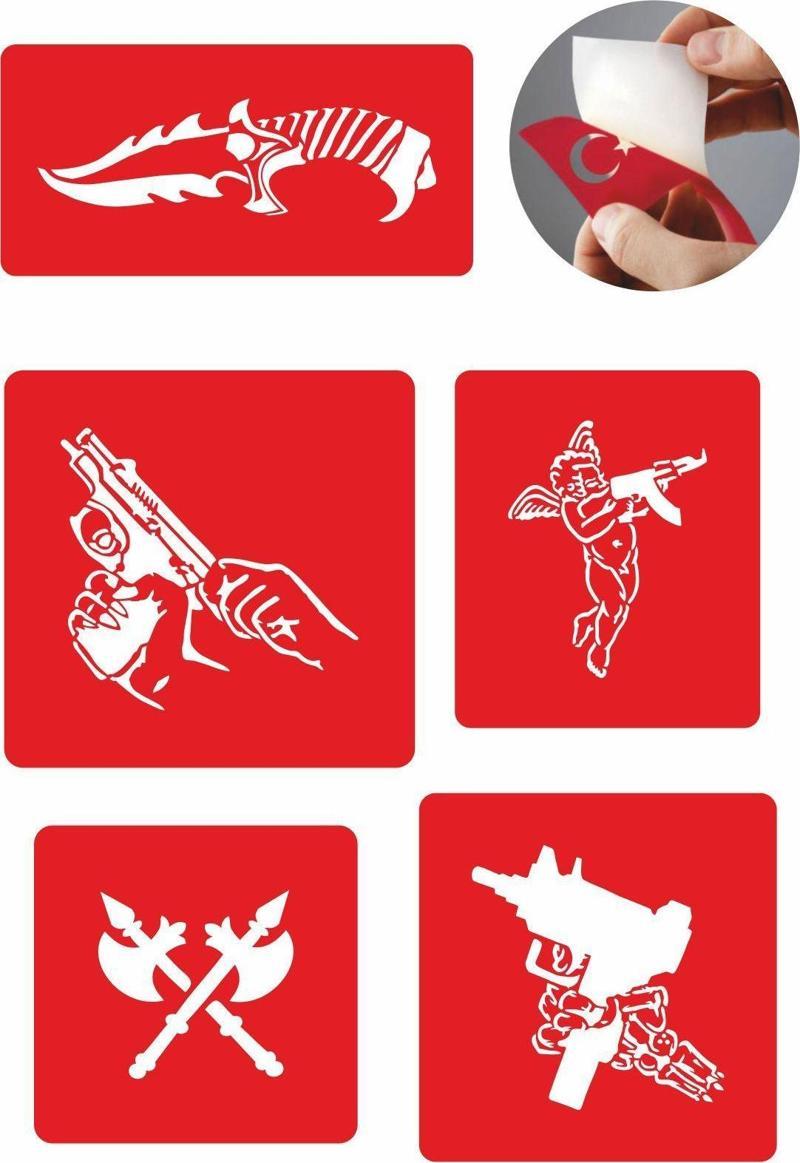 Silah Çeşitleri Dövme Şablonu Kına Deseni