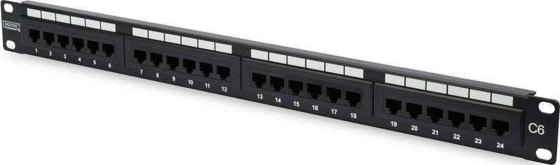 DN-91624U-CR 1u-24-Port Cat6 E Unshielded Black Patch Panel