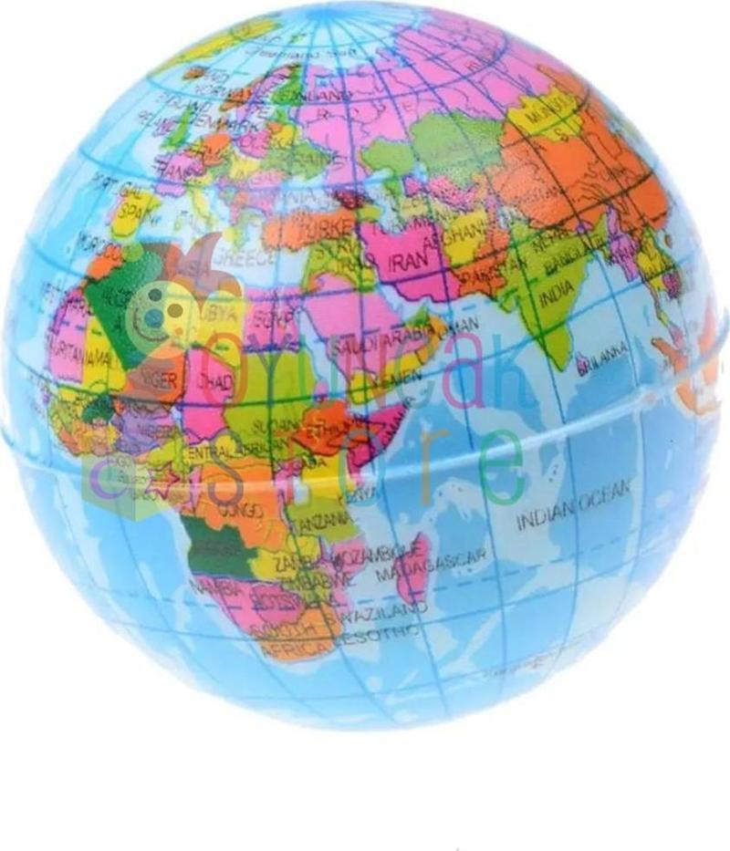 Dünya Harita Desenli Stres Topu 12 Cm