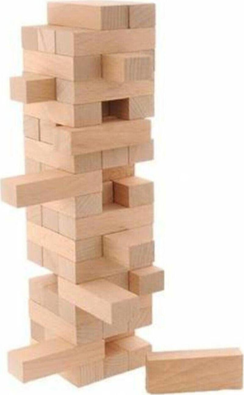 54 Parça Denge Oyunu Jenga Ahşap Kayın Ağacı