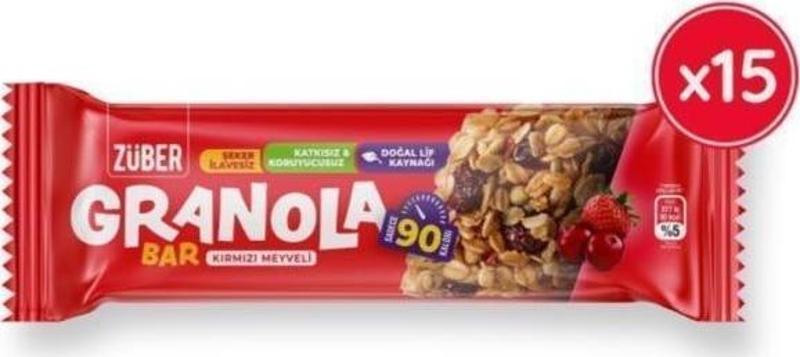 Kırmızı Meyveli Granola Bar, 25 G X 15