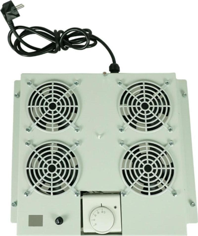 4'lü Rack Kabinet Fan Modülü Termostatlı Ral 7035 Gri 2 Yıl Üretici Garantili