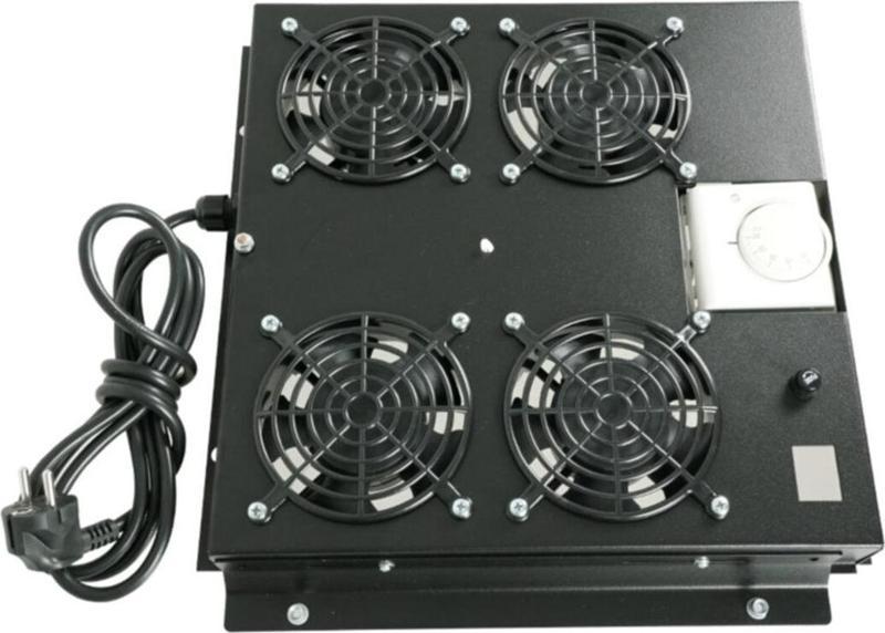 4lü Rack Kabinet Fan Modülü Termostatlı Ral 9005 Siyah 2 Yıl Üretici Garantili