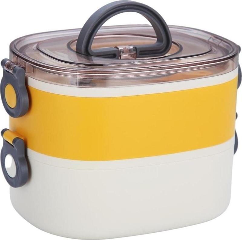 Bento 1200ml Çift Renkli Lunchbox Yeni Koleksiyon 2 Katlı Çelik Sefer Tası Yemek Kutusu