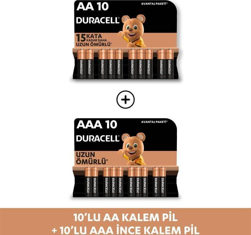 Alkalin AAA 10'lu Paket + Alkalin AA 10'lu Paket Piller