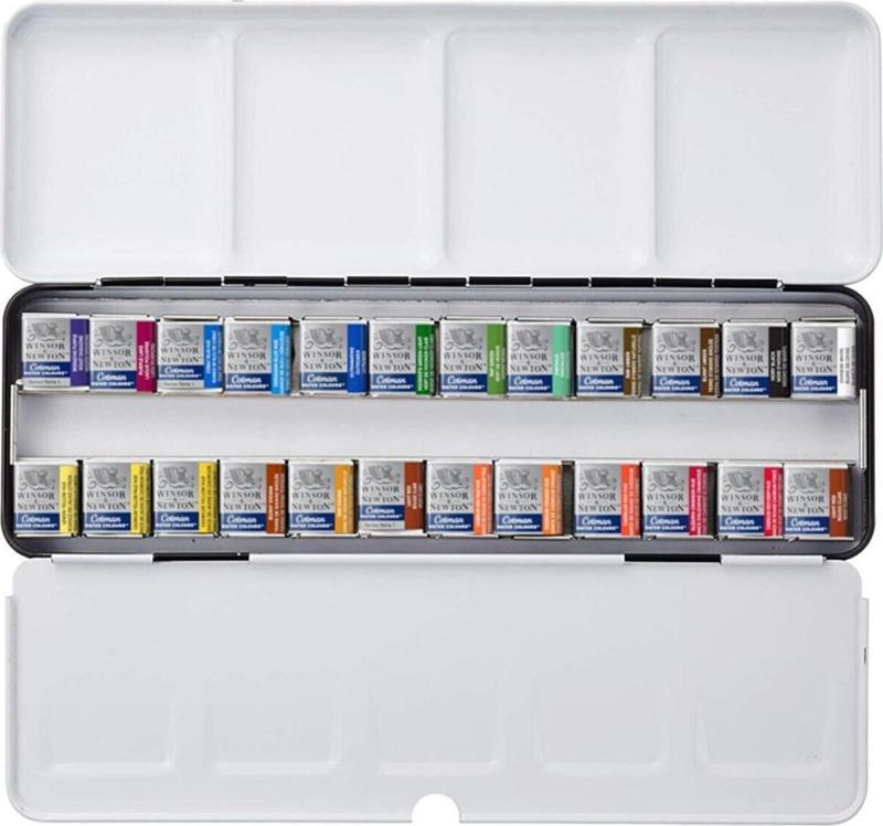 Winsor Newton Cotman Suluboya Seti 24 Renk Metal Kutu