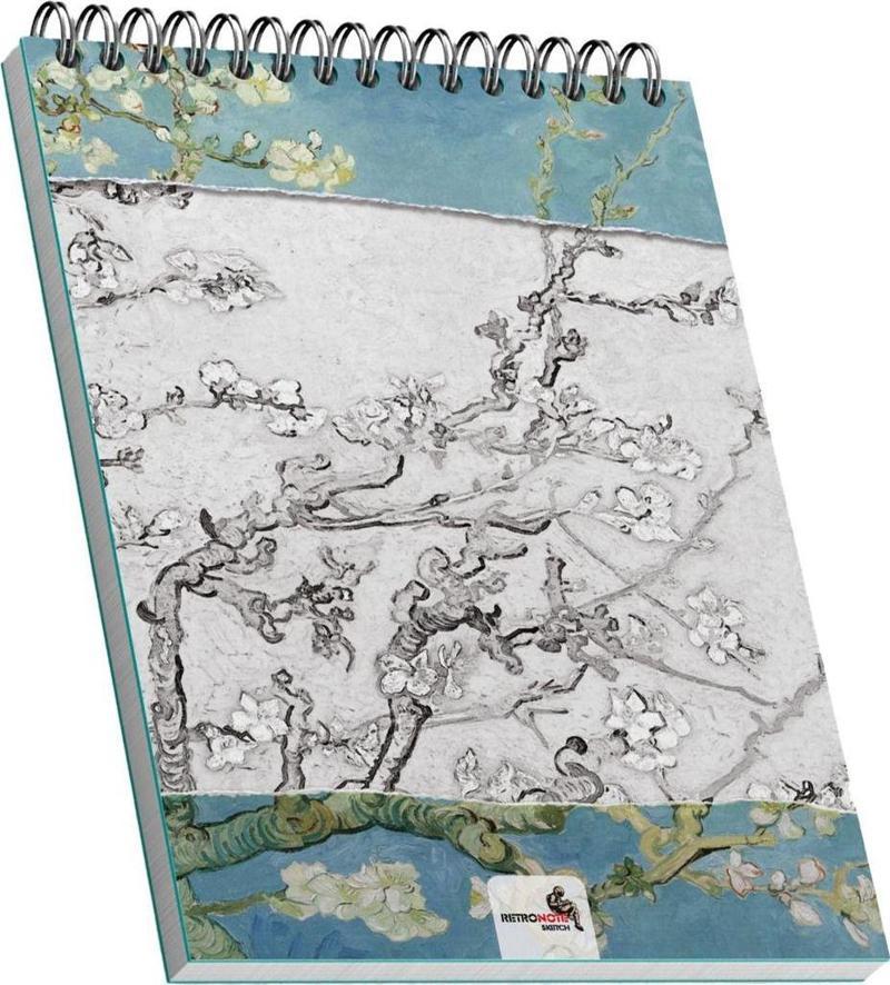 Almond Blossoms, Van Gogh 1890, A5 Eskiz Defter II, Çizgisiz, 100 Sayfa, 100 gram, Beyaz Renk