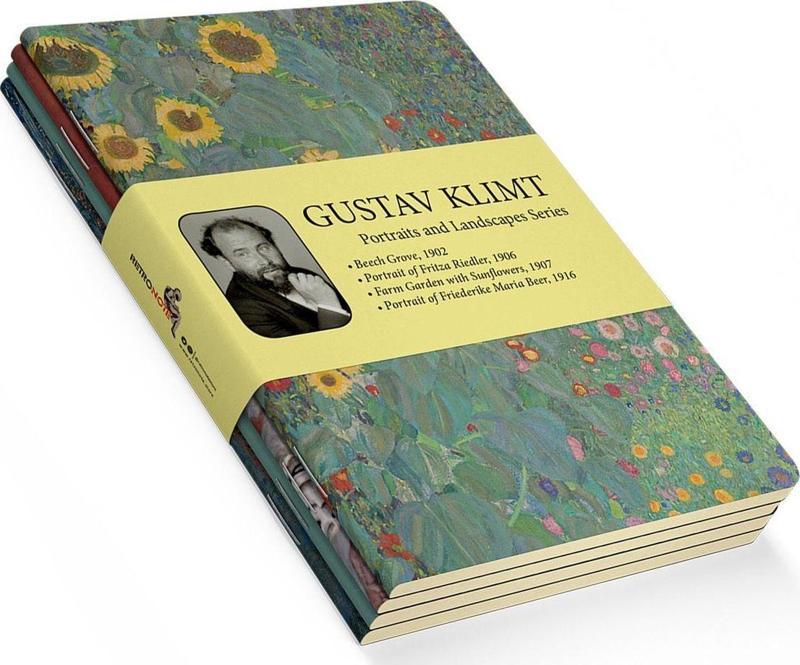 Gustav Klimt 4'lü Defter Seti 2 - Portraits And Landscapes Series - Çizgisiz - 64 Sayfa - 14x21cm