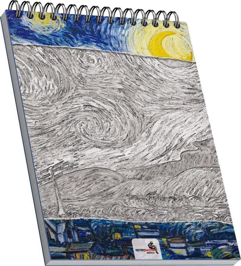 The Starry Night, Van Gogh 1889, A5 Eskiz Defter I, Çizgisiz, 100 Sayfa, 100 gram, Beyaz Renk