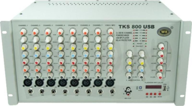 Tks 800 Ef Usb 8 Kanal Mikserli Stereo Amplifikatör