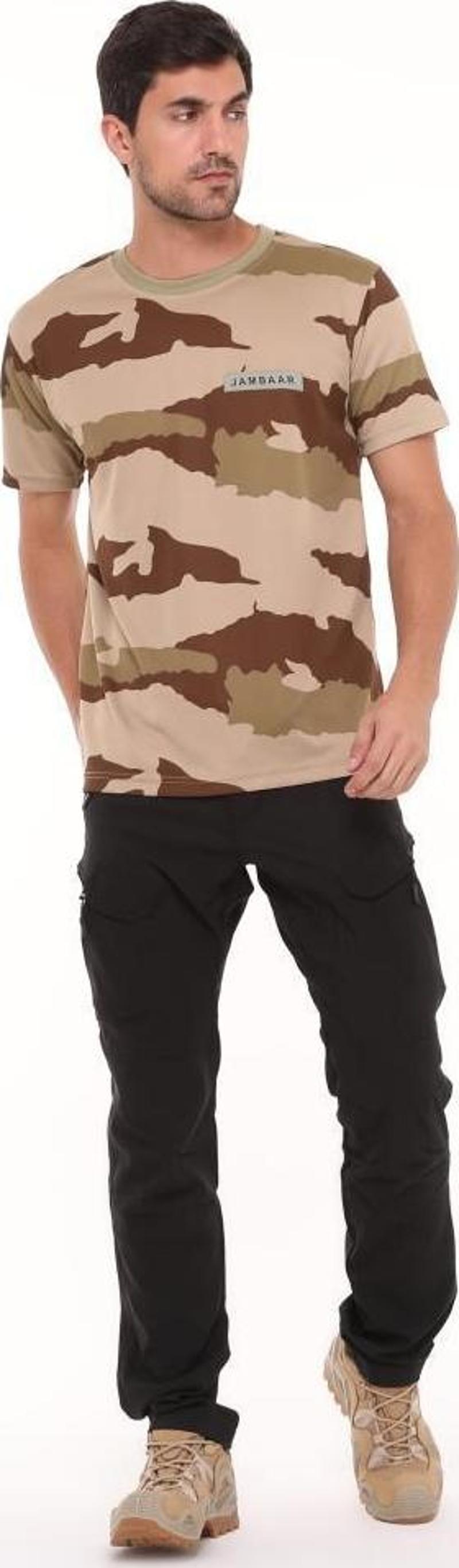 Yakasız Kısa Kol Tactical T-Shirt - Tişört