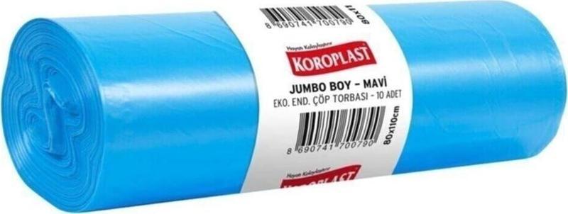 Koroplast Eko.endüstriyel Jumbo Boy Çöp Poşeti Mavi 10 Adet 80x110cm Kolide 20pk