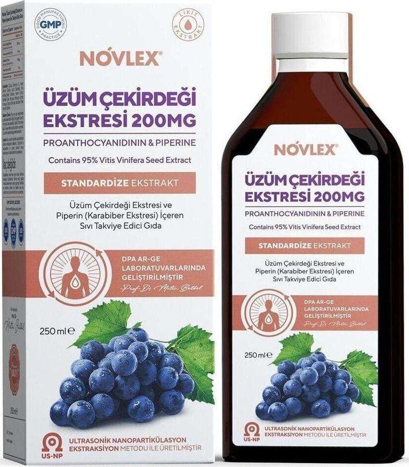 Üzüm Çekirdeği (Black Grape Seed) Ve Piperin Ekstraktı (Ekstresi) Sıvı Takviye Edici Gıda 250 Ml