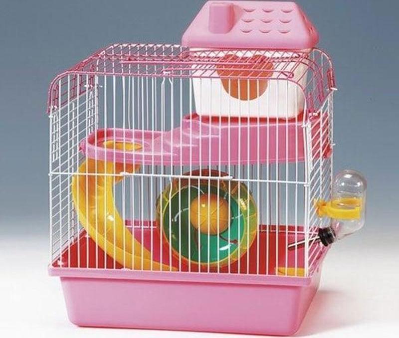 Hamster Kafesi Pembe Beyaz 23x17x25 Cm