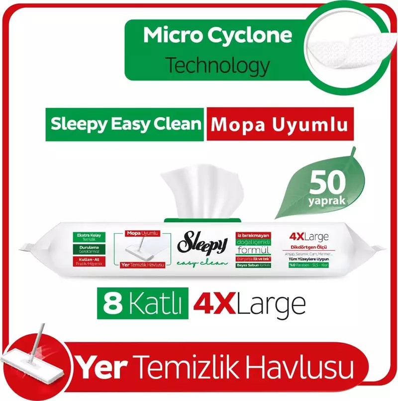 Easy Clean Beyaz Sabun Katkılı Mopa Uyumlu Yer Temizlik Havlusu 50 Yaprak