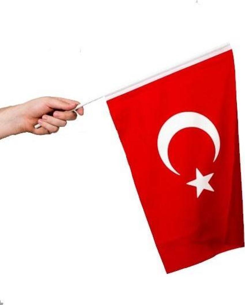 Sopalı Türk Bayrağı 50x75 cm Alpaka Kumaş