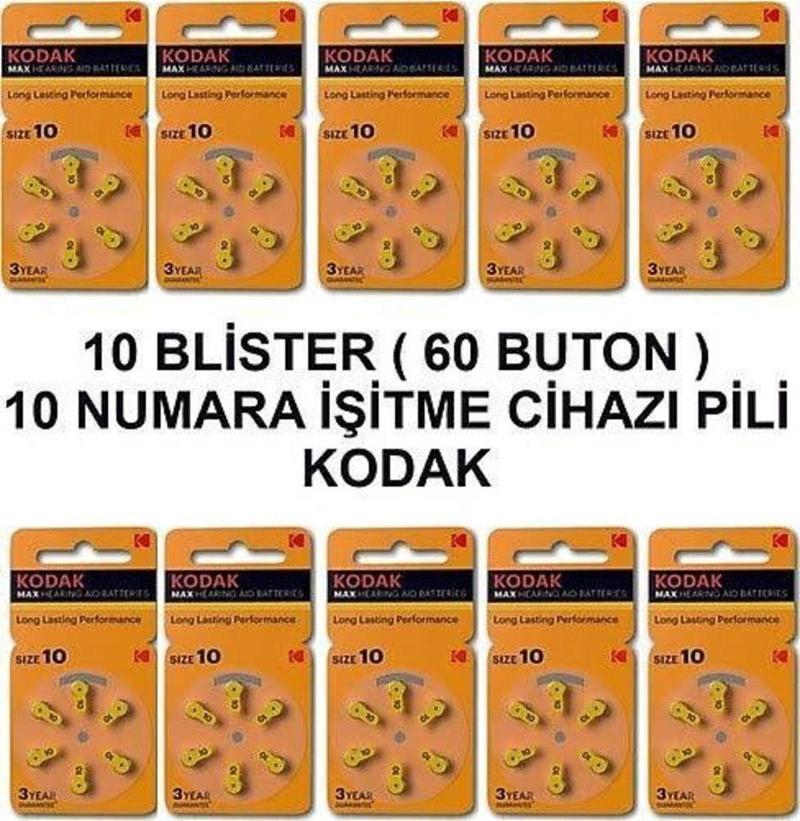 10 Numara Işitme Cihazı Pili 10 Paket (60 Adet )