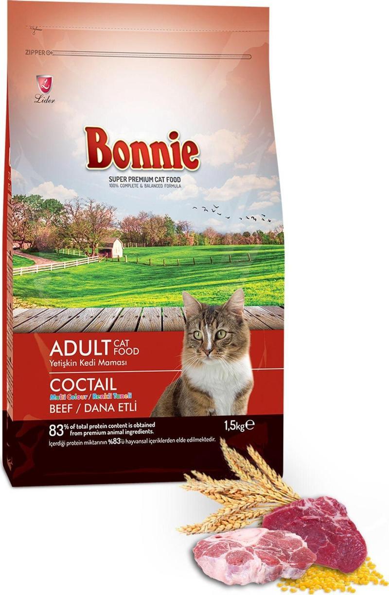 Renkli Taneli Dana Etli Yetişkin Kedi Maması 1,5 Kg