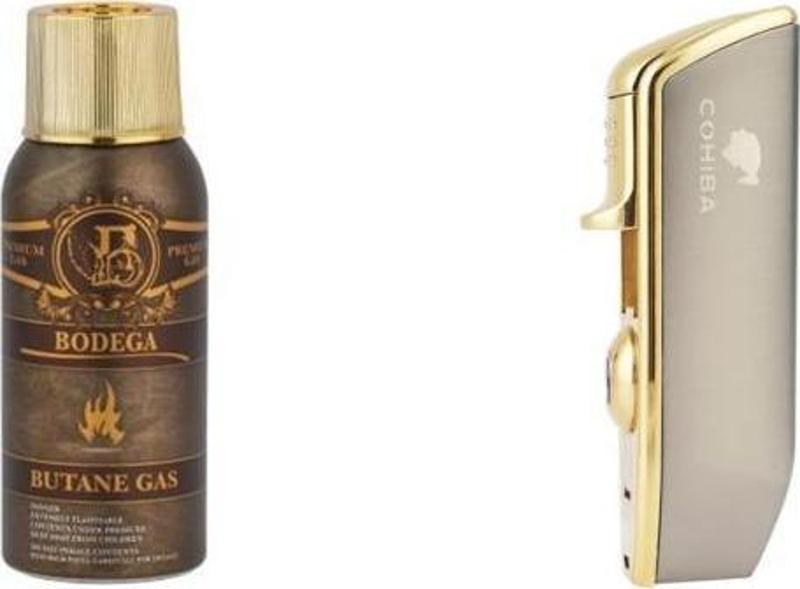 Gunmetal Üç Torch Çakmak ve Bodega Premium Gazli Bütan Gaz 100 ml Seti