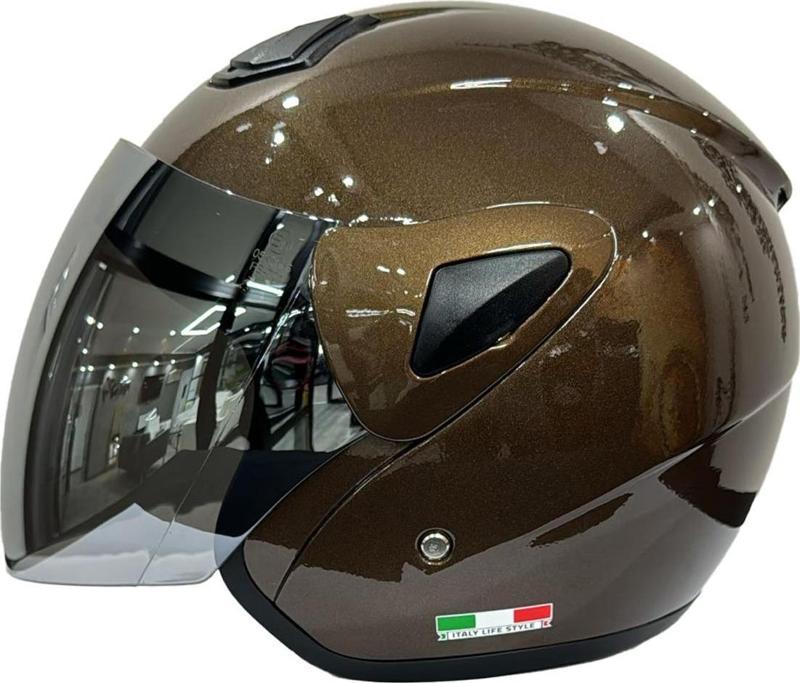 Xbyc 700 Yarı Camlı Elektrikli Bisiklet Motosiklet Ve Scooter Kaskı M Beden Kahve