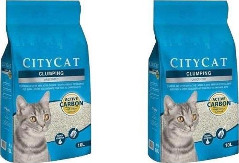 City Cat Aktif Karbonlu Topaklanan Kedi Kumu 10 Lt X 2 Adet