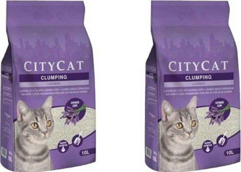 City Cat Lavanta Kokulu Topaklanan Kedi Kumu 10 Lt X 2 Adet