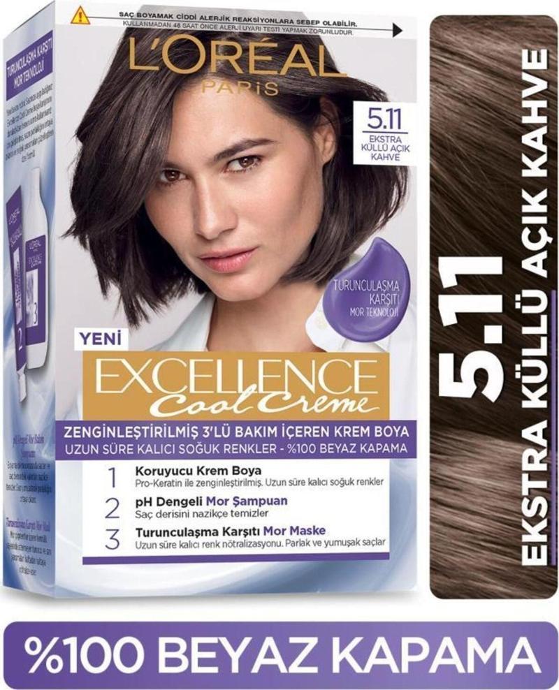 Excellence Cool Creme Saç Boyası – 5.11 Ekstra Küllü Açık Kahve