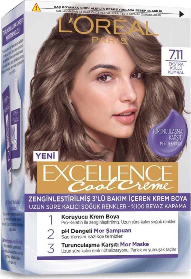 Excellence Cool Creme Saç Boyası – 7.11 Ekstra Küllü Kumral