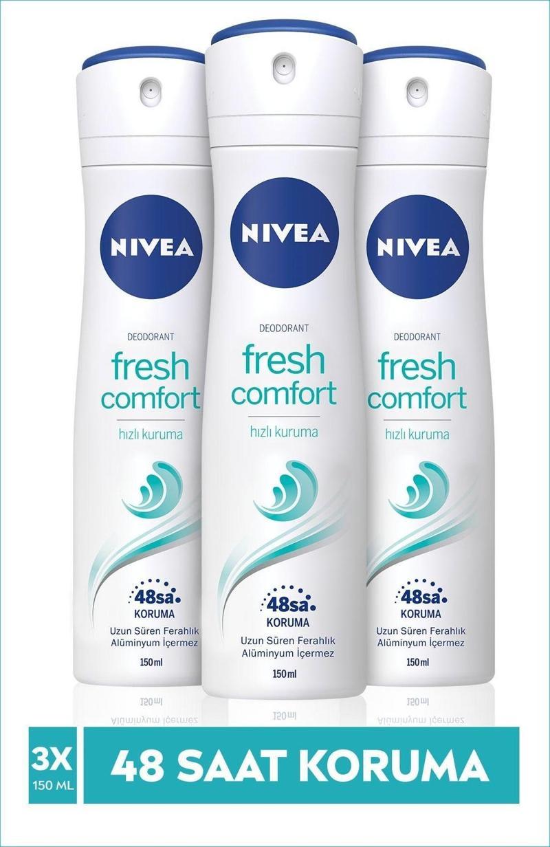 Fresh Comfort Kadın Sprey Deodorant 150 Ml X3 Adet,48 Saat Koruma,hızlı Kuruma