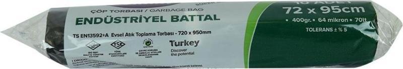 Battal Boy Çöp Torbası 72x95Cm 64Mikron 70Lt Siyah 10lu