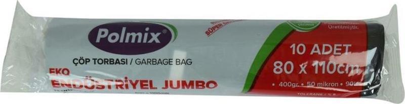 Jumbo Boy Çöp Torbası 80x110 Cm 50 Mikron 90Lt Siyah 10lu