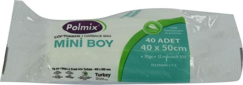 Mini Boy Şeffaf Çöp Torbası 40x50Cm 70G 12Mikron 10L 40Ad