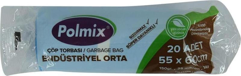 Orta Boy Mavi Çöp Torbası 55x60Cm 150Gr 25Mikr 30Lt 20Adt