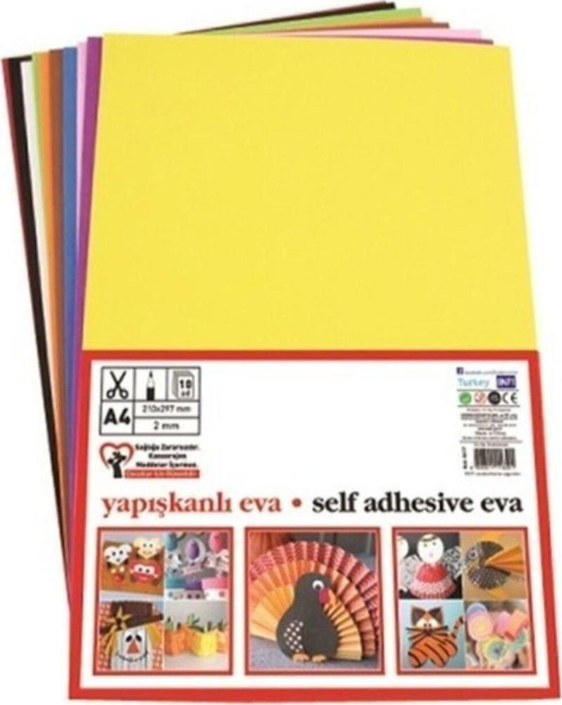 Eva Yapışkanlı Karışık Renk A4 1123 ( 10 Lu Paket )