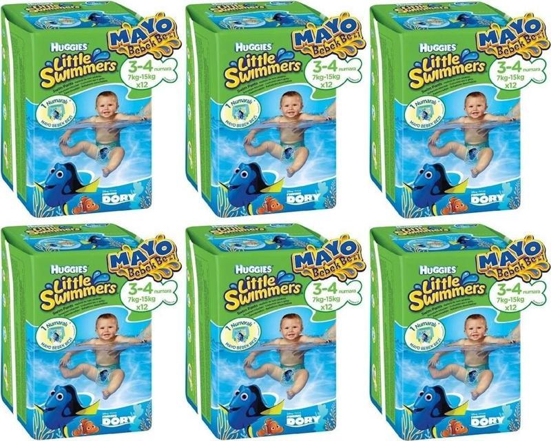 Huggıes Little Swımmers Mayo Bebek Bezi Beden:3-4 (7-15Kg) 72 Adet (6Pk*12)