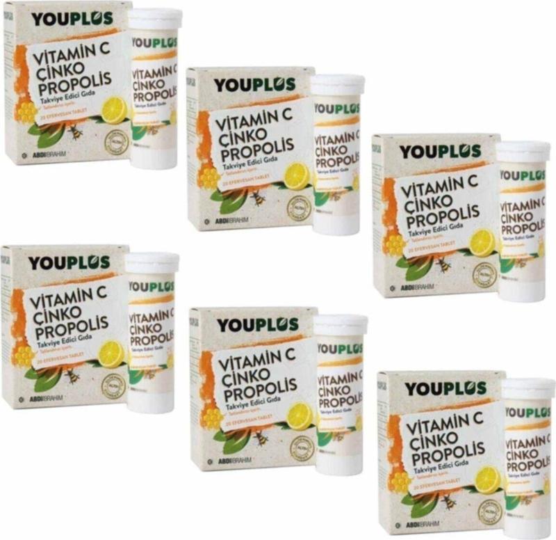 Vitamin C Çinko Propolis 20 Efervesan Tablet 6 Lı Paket