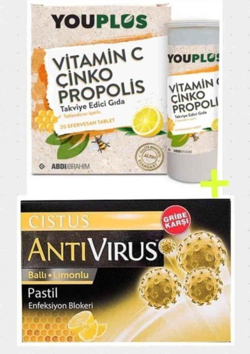 Vitamin C Çinko Propolis 20 Efervesan Ve Antivirüs Pastil Cistus Ballı Limonlu