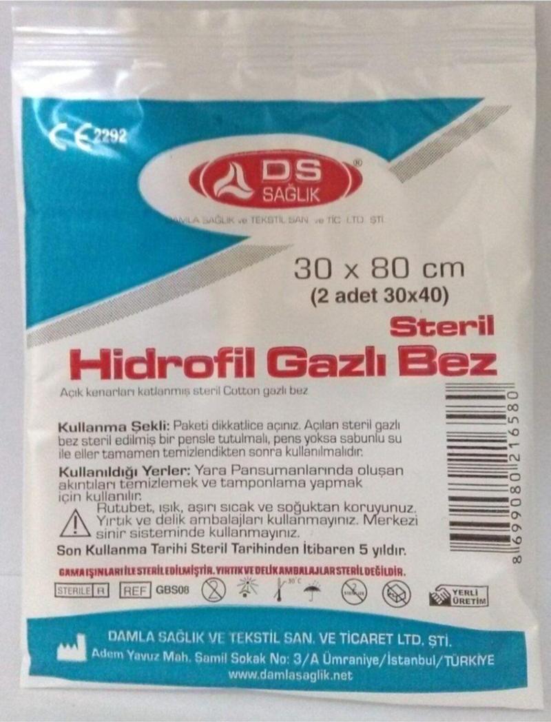 Ds Steril Gazlı Bez 30*80 - 2'Li Pk