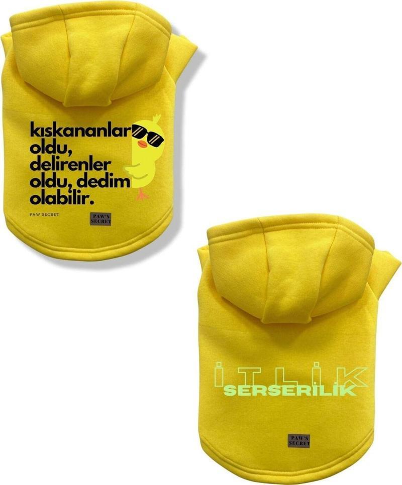 Kedi Köpek Kıyafeti Sweatshirt Kıskananlar Oldu - Serseri Sarı Kombin 2'li Set XS