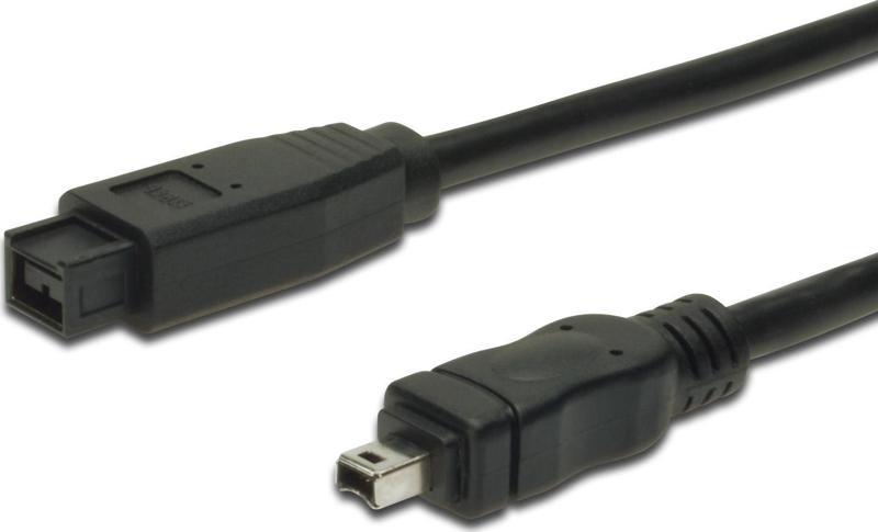 FireWire 800 Bağlantı Kablosu, 9 pin erkek - 4 pin erkek, 1.80 metre, AWG: 26/28, IEEE 1394-2008, UL