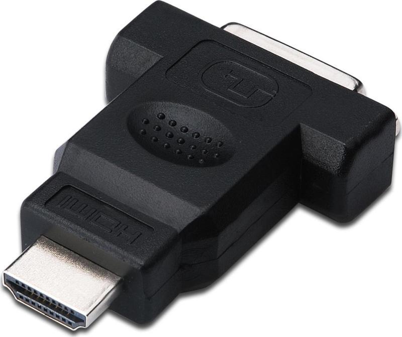 HDMI &lt;-&gt; DVI-I Adaptörü, HDMI Tip A (19) erkek - DVI-I (24 + 5) dişi, HDMI 1.3, siyah renk