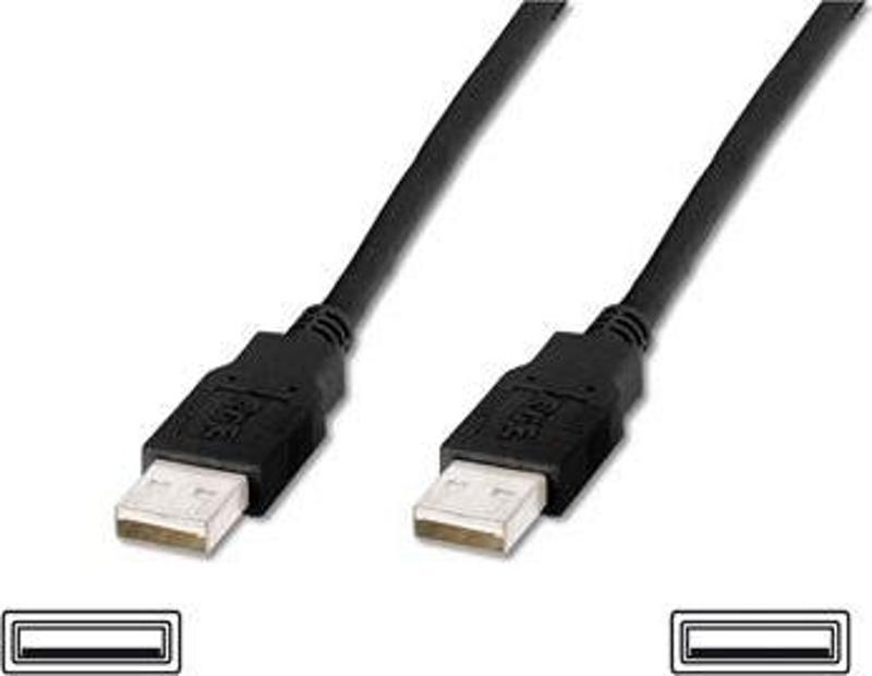 USB 2.0 Bağlantı Kablosu, USB A Erkek - USB A Erkek, 5 metre, AWG 28, USB 2.0 uyumlu, UL, siyah renk